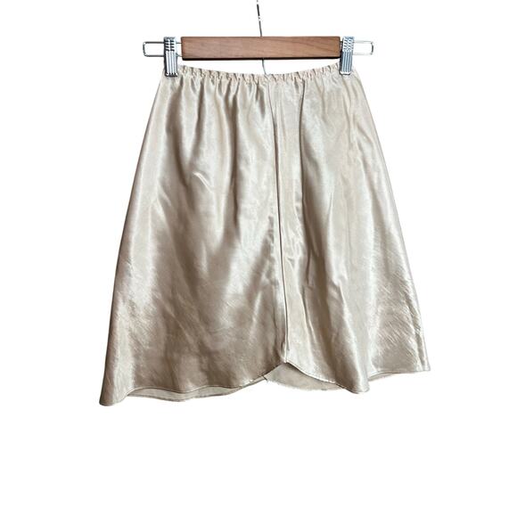 VINTAGE FARR WEST SATIN GLOSSY SLIP SKIRT GOLD/CHAMPAGNE Sz M Cocktail Fairy - Picture 1 of 7